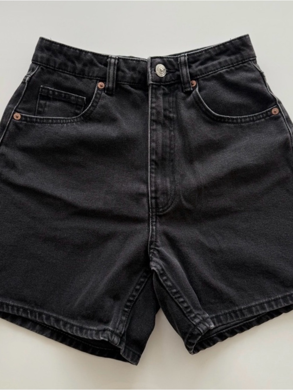 Zara Black High-Rise Denim Shorts